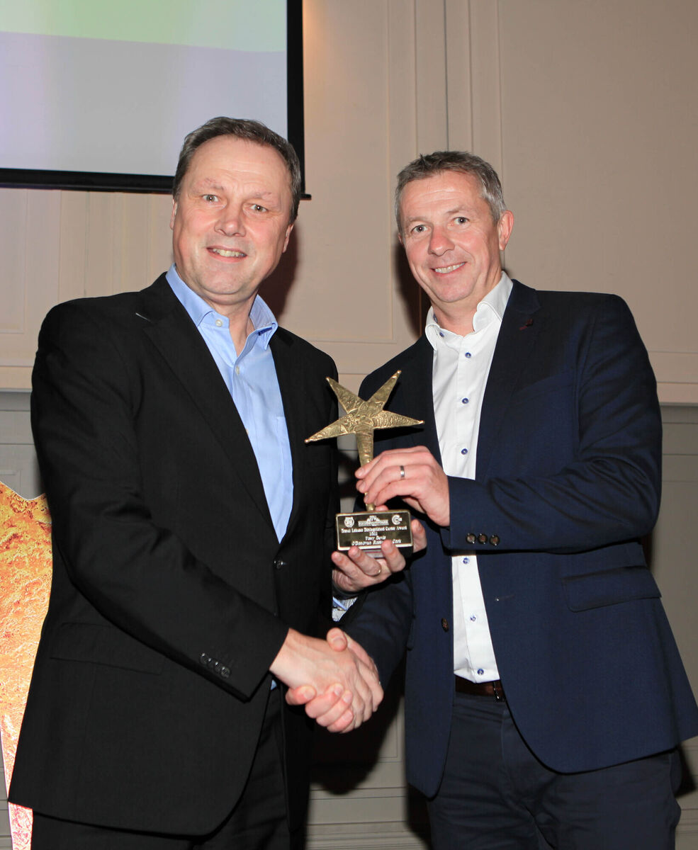 John Lehane, MD Rochestown Park Hotel, presents the Distinguished Career Award to Tony Davis. Picture: Tony O’Connell John Lehane, MD Rochestown Park Hotel, presents the Distinguished Career Award to Tony Davis. Picture: Tony O’Connell