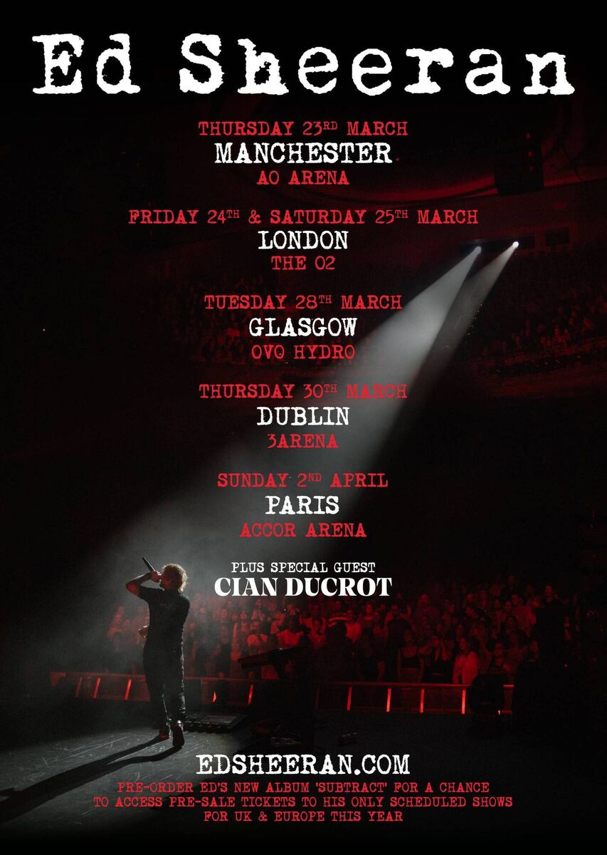 Ed Sheeran will kick off his UK and Europe tour with support from the Cork singer.