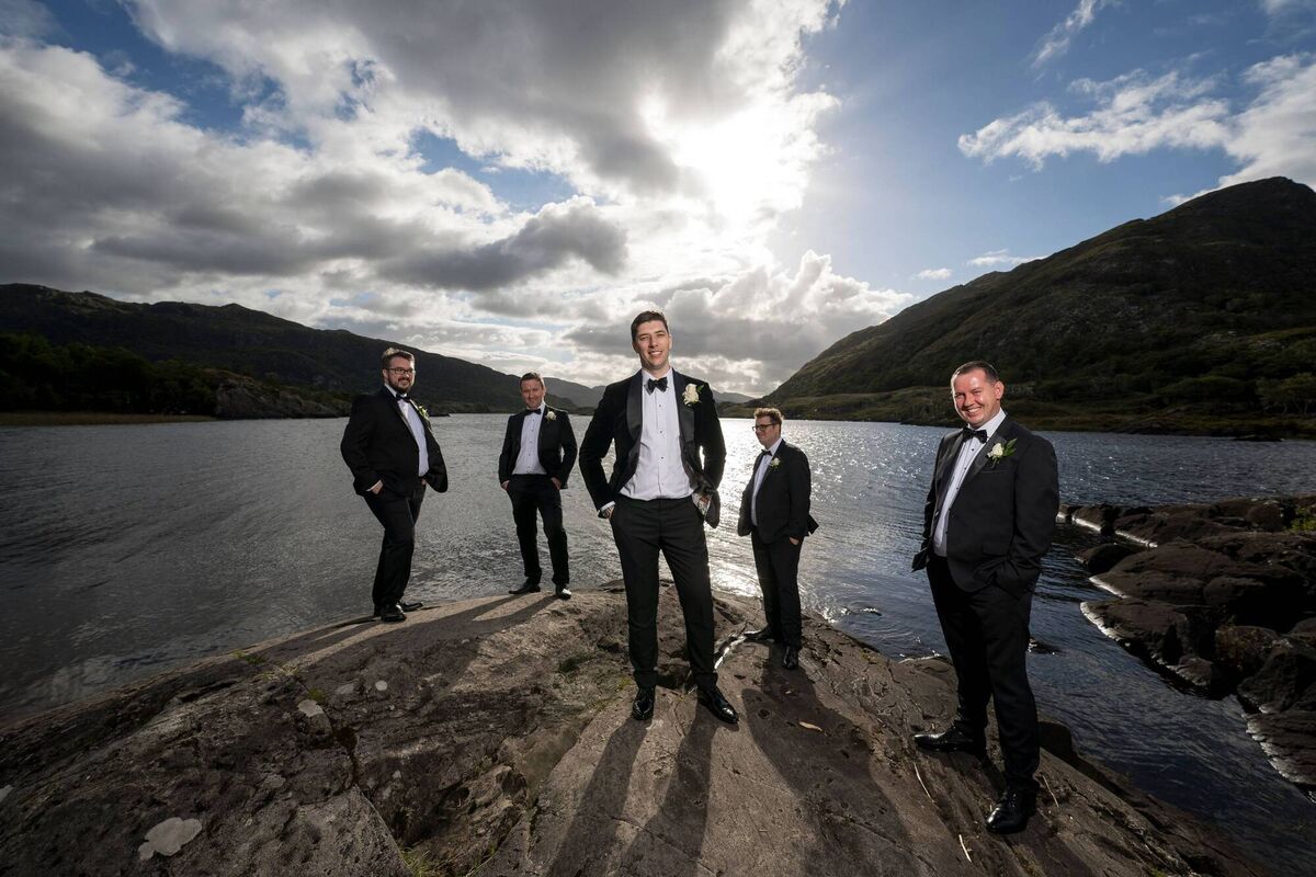Cian Duggan with his best man and groomsmen, Jerry, Shane, Kevin and Paul.