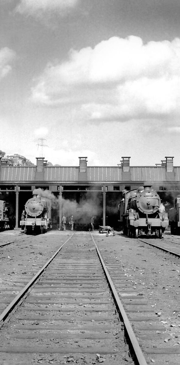 Steam trains at Lower Glanmire Road (Kent) railway station in July, 1953. The station has the famous tunnel to Blackpool, but also one that has since been blocked off Steam trains at Lower Glanmire Road (Kent) railway station in July, 1953. The station has the famous tunnel to Blackpool, but also one that has since been blocked off