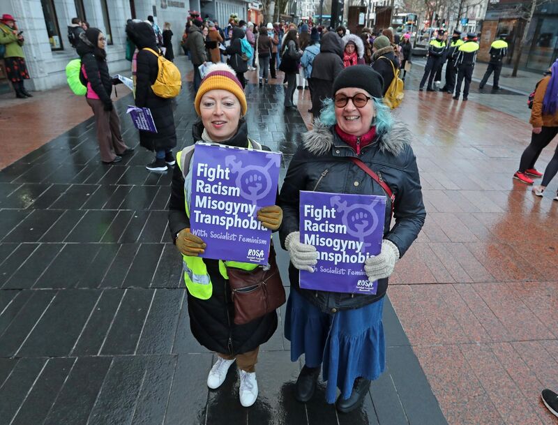 Protest in support of International Women's Day, organised by ROSA, on Grand Parade, Cork.