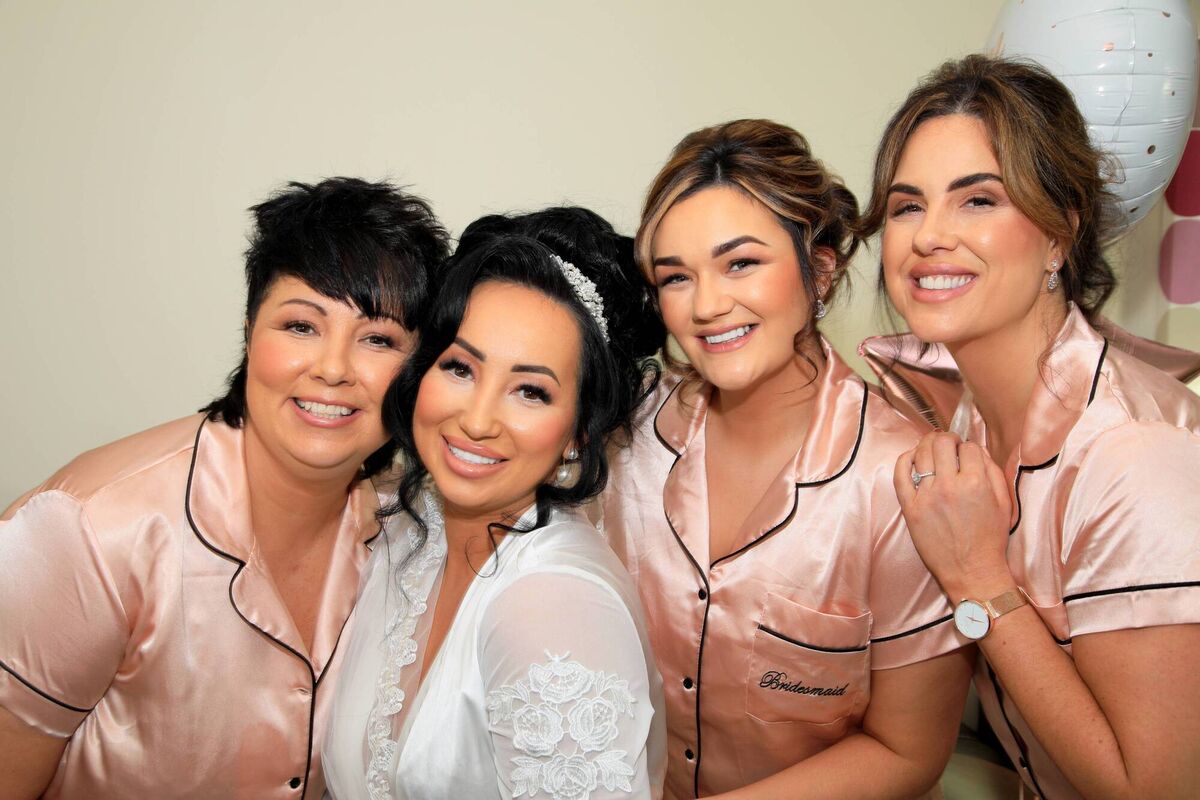 Andrea with her Maid of honour, sister Nicola Depuis, bridesmaids Sarah Depuis (sister in law) and Michelle Holton.