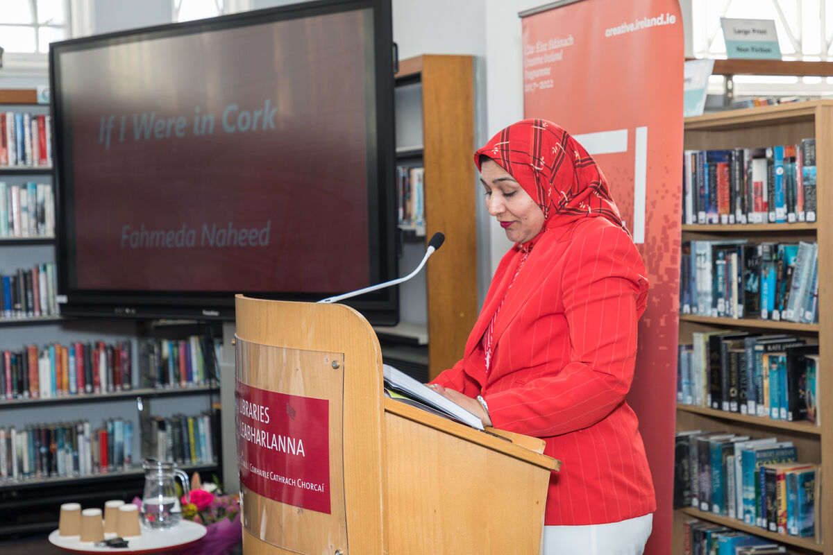 Writer, Fahmeda Naheed reading her work 'If I were in Cork' at the launch of Words 3. Picture David Creedon Writer, Fahmeda Naheed reading her work 'If I were in Cork' at the launch of Words 3. Picture David Creedon