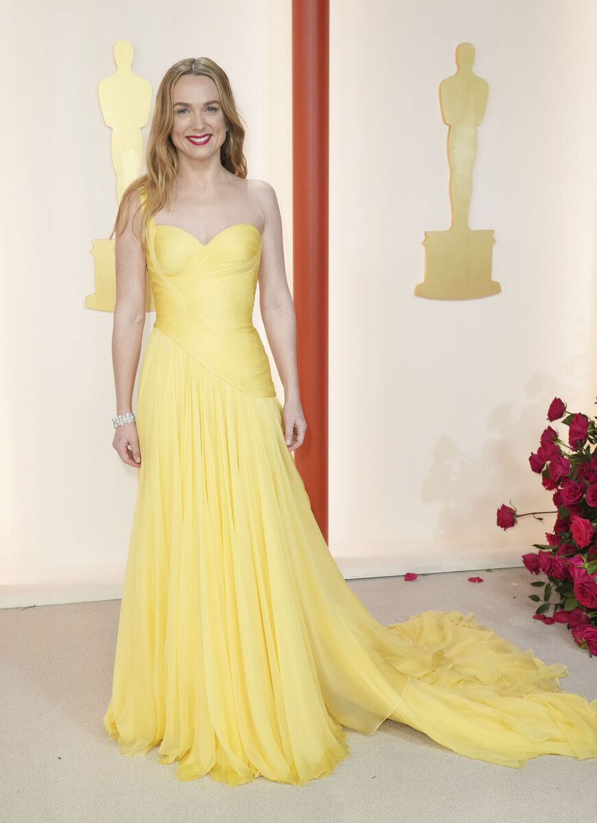 Kerry Condon arrives at the Oscars on Sunday, March 12, 2023, at the Dolby Theatre in Los Angeles. (Photo by Jordan Strauss/Invision/AP)
