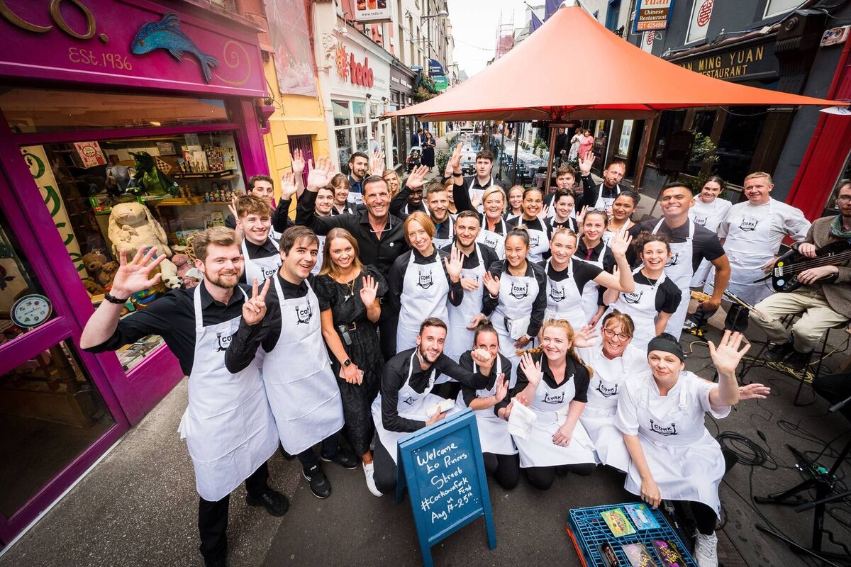 The team who hosted “A Taste of Princes Street Dinner” which included Princes Stret restaurants Nash19, Quinlan’s Seafood Restaurant, Ristorante Rossini, Tedos Tapas & Wine Bar, Oakfire Pizza, Burnt Pizza and Clancy’s during Cork on a Fork Festival last year. Photo: Joleen Cronin The team who hosted “A Taste of Princes Street Dinner” which included Princes Stret restaurants Nash19, Quinlan’s Seafood Restaurant, Ristorante Rossini, Tedos Tapas & Wine Bar, Oakfire Pizza, Burnt Pizza and Clancy’s during Cork on a Fork Festival last year. Photo: Joleen Cronin