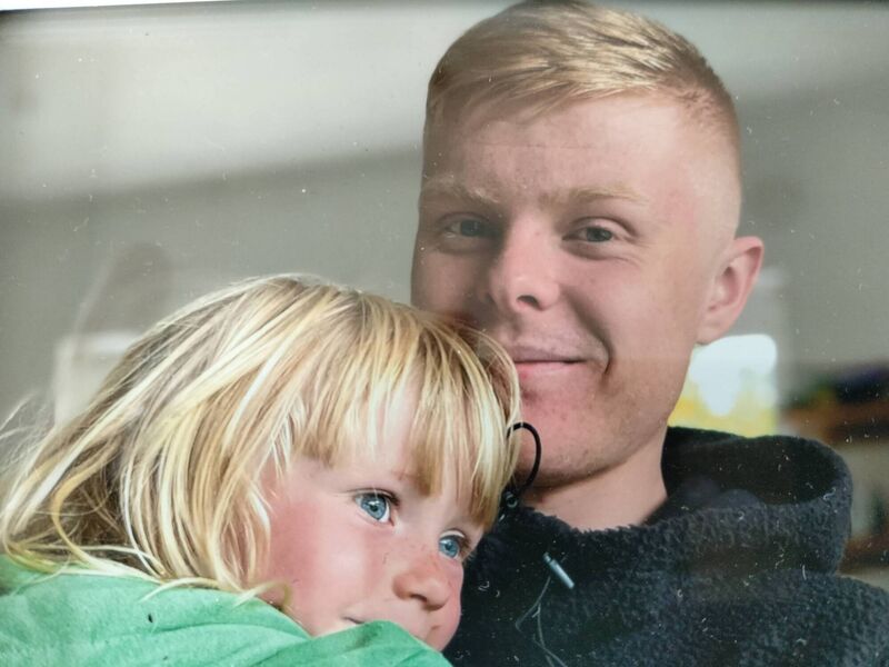 Kristjan aged 21 and Colby, aged four. Kristjan aged 21 and Colby, aged four.