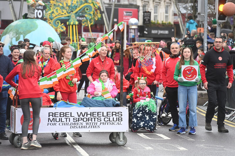  Cork Rebel Wheelers Multi Sports Club at the St Patrick's Day Parade at Cork City on March 17th 2023. Pic; Larry Cummins