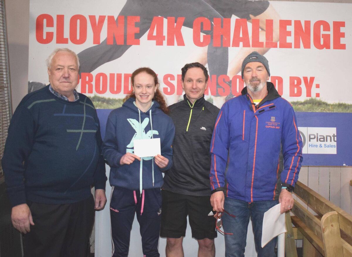 Caoimhe Grey-Walsh (St Nicholas), winner of the junior women's section of the Cloyne Commons Challenge, pictured with Eddie Harty, Ed Griffin and Tommy Hartnett. Picture: John Walshe Caoimhe Grey-Walsh (St Nicholas), winner of the junior women's section of the Cloyne Commons Challenge, pictured with Eddie Harty, Ed Griffin and Tommy Hartnett. Picture: John Walshe