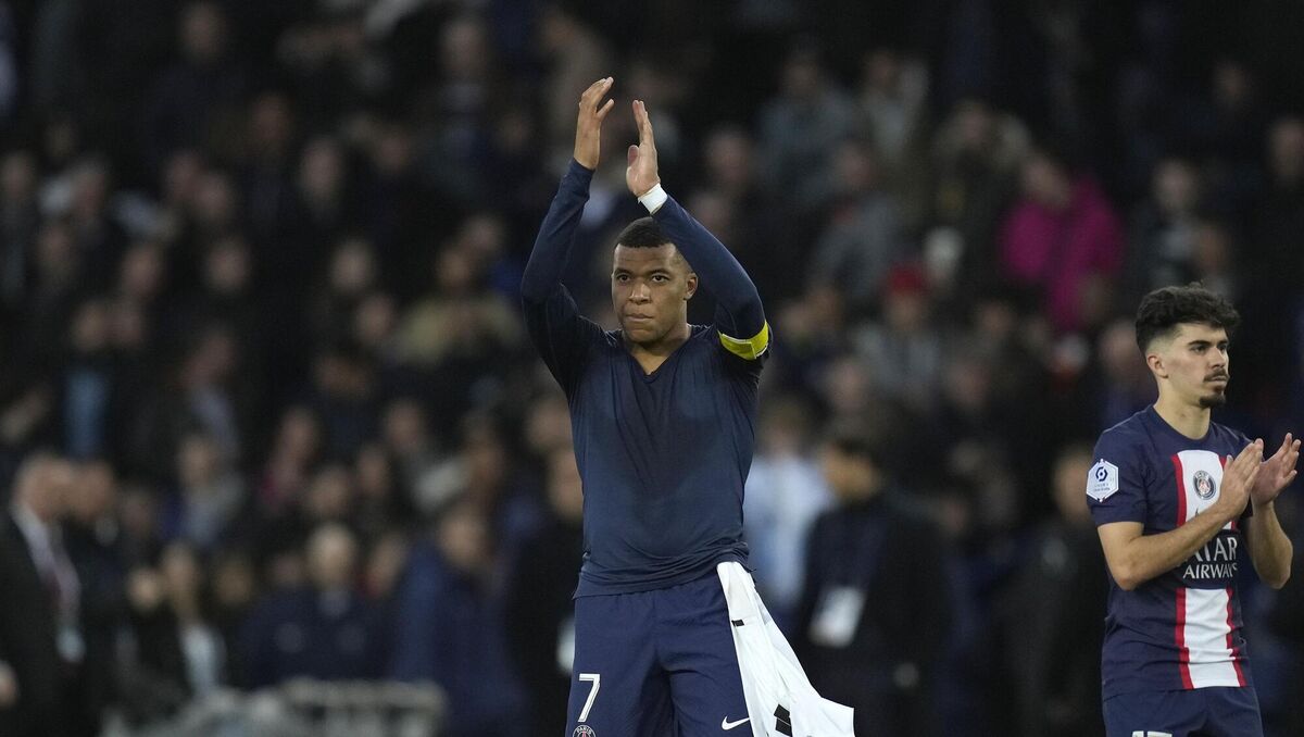 PSG's Kylian Mbappe applauds fans at the end of the French League One soccer match between Paris Saint-Germain and Rennes at the Parc des Princes in Paris, Sunday. Let's hope he will have an off day on Monday. Picture: AP Photo/Christophe Ena