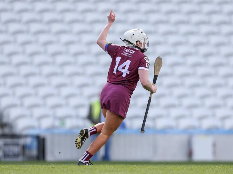 Galway's Ailish O'Reilly celebrates scoring a goal against Cork at Páirc Uí Chaoimh. Picture: INPHO/Ken Sutton