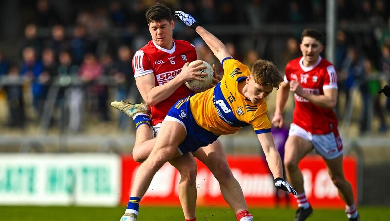 Rory Maguire avoids the tackle of Dermot Coughlan of Clare. The Castlehaven player was ever-present in the league. Photo by Eóin Noonan/Sportsfile