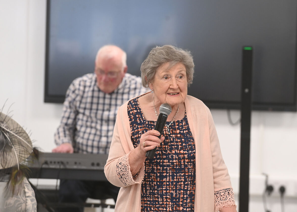  91-year-old Mary Conway, a previous winner, performing at the Over 6o's talent showcase at Cork Penny Dinners Caitriona Twomey Wellness Centre. Pic Larry Cummins