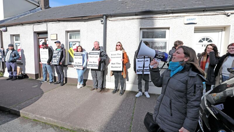 Protest outside Micheál Martin's Cork office over lifting of eviction ban