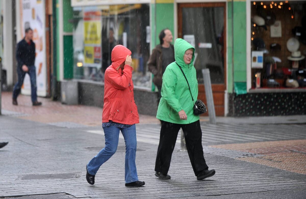 Raining on Cork's Oliver Plunkett Street, Cork. 