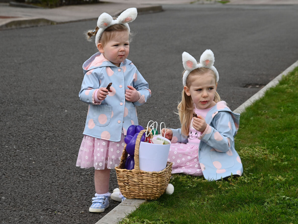Emmie and Marnie busy eating chocolate at an Easter egg hunt at Heathfield, Ballincollig. Emmie and Marnie busy eating chocolate at an Easter egg hunt at Heathfield, Ballincollig.