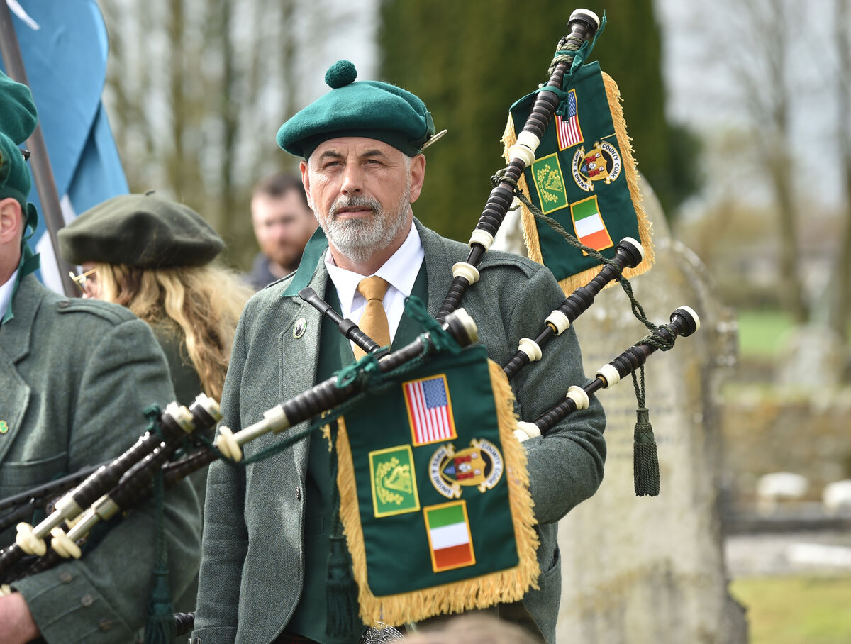 A member of County Cork Pipes and Drums band , New York taking part in the parade from Fermoy town. Picture; Eddie O'Hare