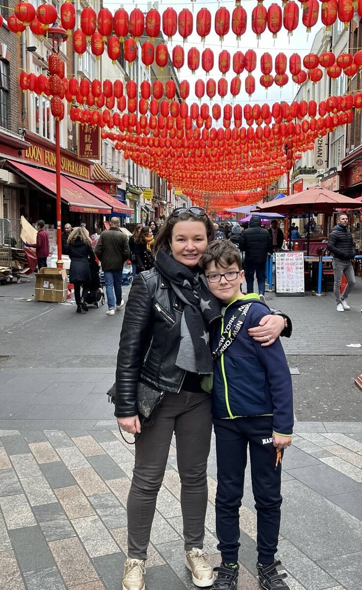 Colette Quinn and son Harry O'Connell. Colette Quinn and son Harry O'Connell.
