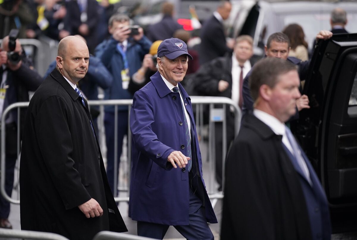 US President Joe Biden leaves after a visit to Dundalk, Co Louth. Pic: Niall Carson/PA Wire US President Joe Biden leaves after a visit to Dundalk, Co Louth. Pic: Niall Carson/PA Wire