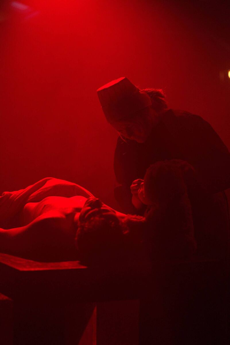 Morteena the ripper performing a live simulation autopsy as part of a 24-hour production of Doctor Goldberg’s Travelling Playhouse taking place in Bolt Theatre this month. 