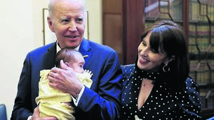 <p class="contextmenu internal_Caption">U.S President Joe Biden with Senator Rebecca Moynihan and her daughter Margot. A love of babies is a very Irish trait!</p>