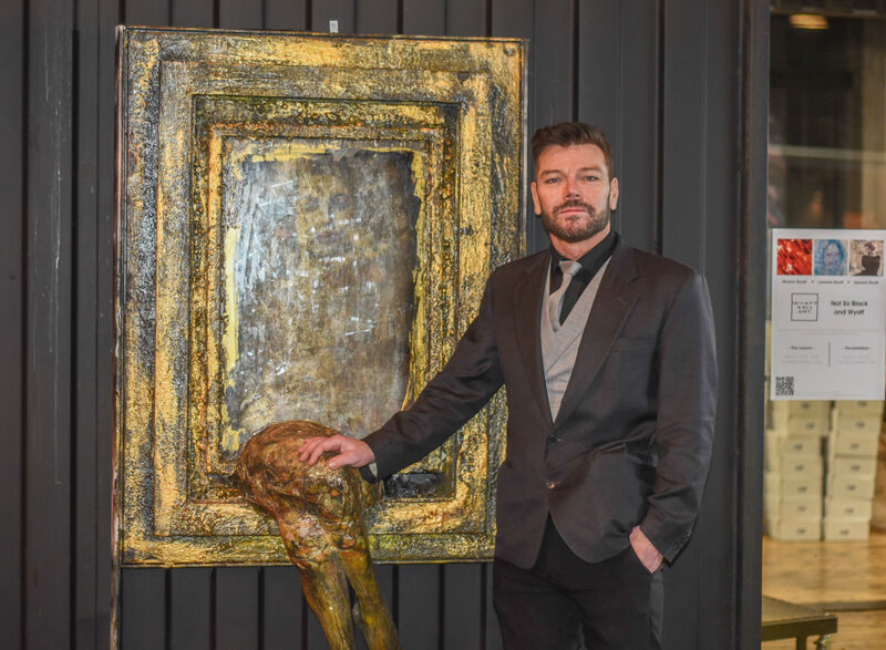 Gerrard Wyatt pictured at the opening of "Not So Black and Wyatt" - a first-time collective exhibit at the Black Market, Cork City. Picture: Cian O'Regan.