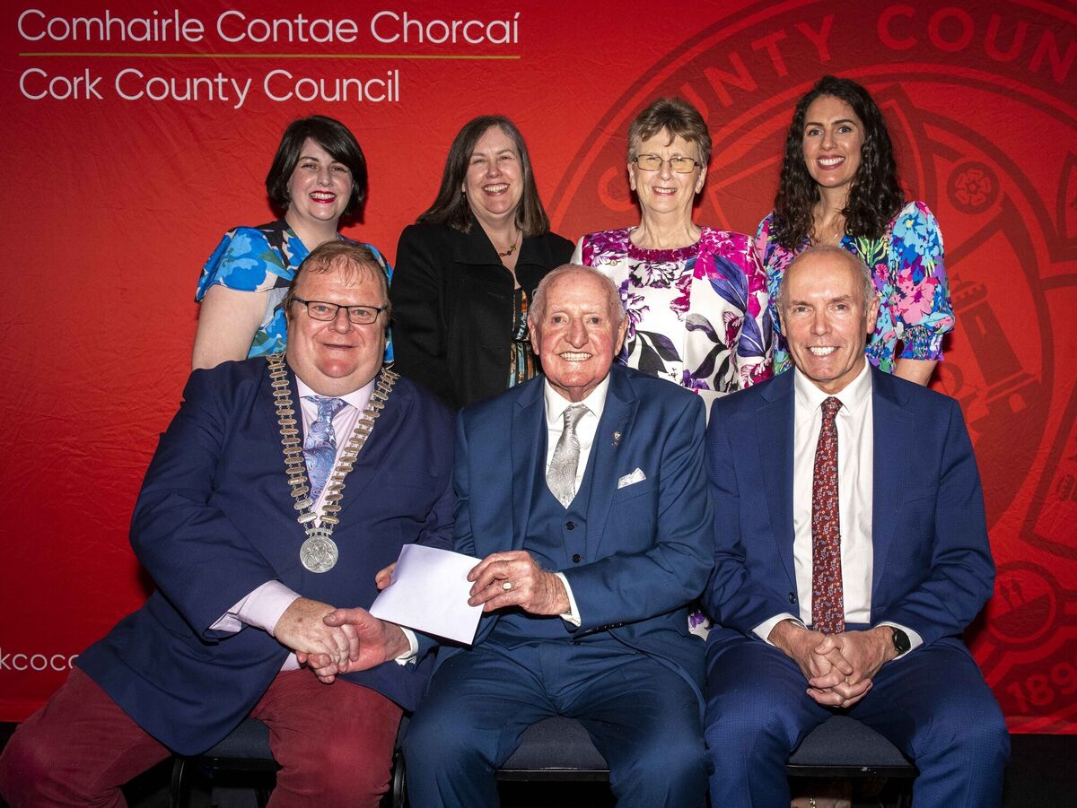 The Mayor of the County of Cork, Cllr. Danny Collins with Tim Lucey, Chief Executive, Cork County Council presenting Barry Cogan with the the Overall Individual Award. Also included are Barry's wife and daughters. Picture: Brian Lougheed The Mayor of the County of Cork, Cllr. Danny Collins with Tim Lucey, Chief Executive, Cork County Council presenting Barry Cogan with the the Overall Individual Award. Also included are Barry's wife and daughters. Picture: Brian Lougheed