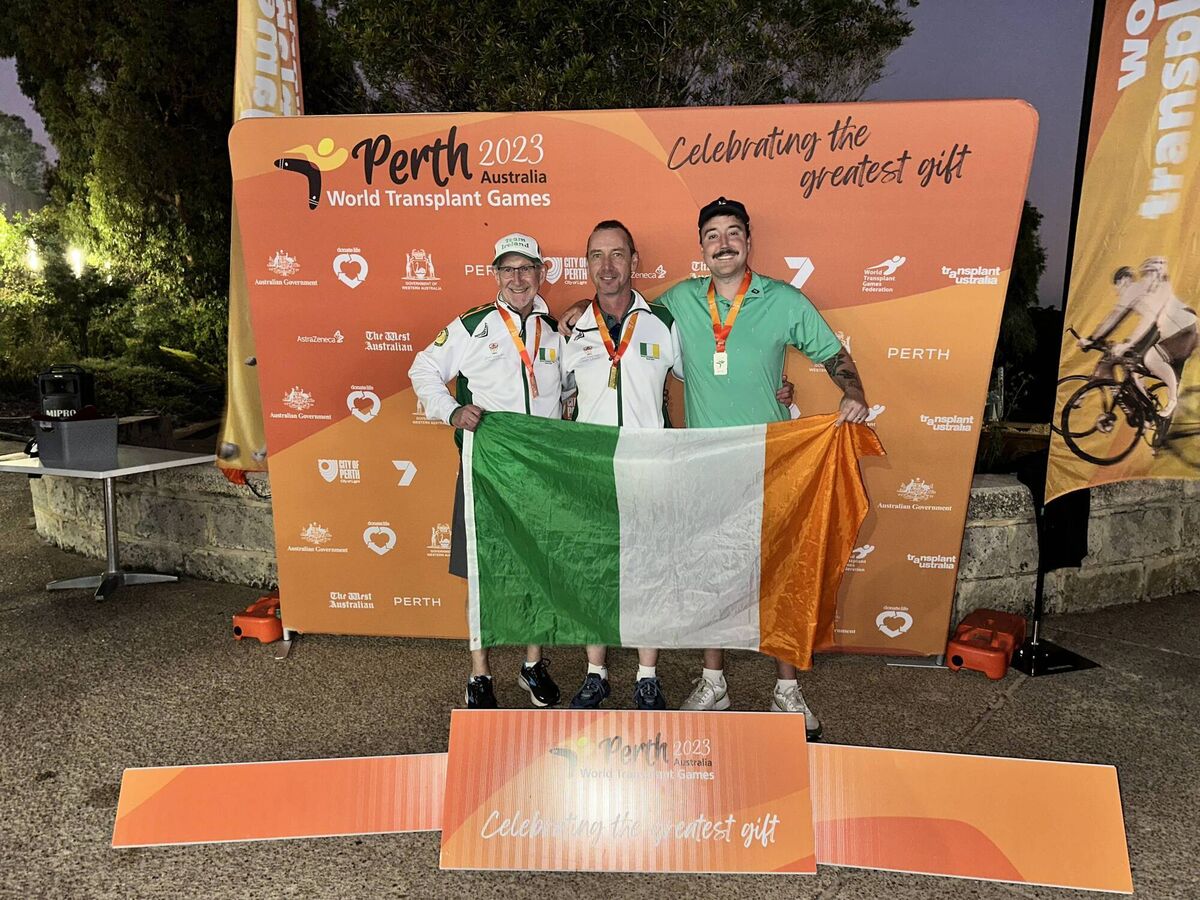 Transplant Team Ireland golfers Ron Grainger from Castleknock, Dublin, Hugh Nolan, Doneraile who won gold with 33 points, from Doneraile, and Nick Heather from Sutton, Dublin. Transplant Team Ireland golfers Ron Grainger from Castleknock, Dublin, Hugh Nolan, Doneraile who won gold with 33 points, from Doneraile, and Nick Heather from Sutton, Dublin.