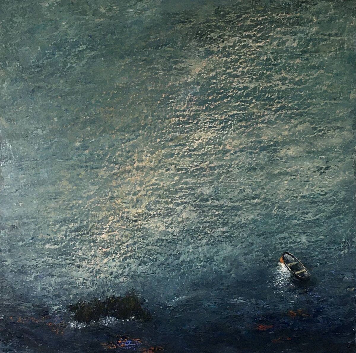 'Tide Race' oil on canvas by Dee Pieters. 'Tide Race' oil on canvas by Dee Pieters.