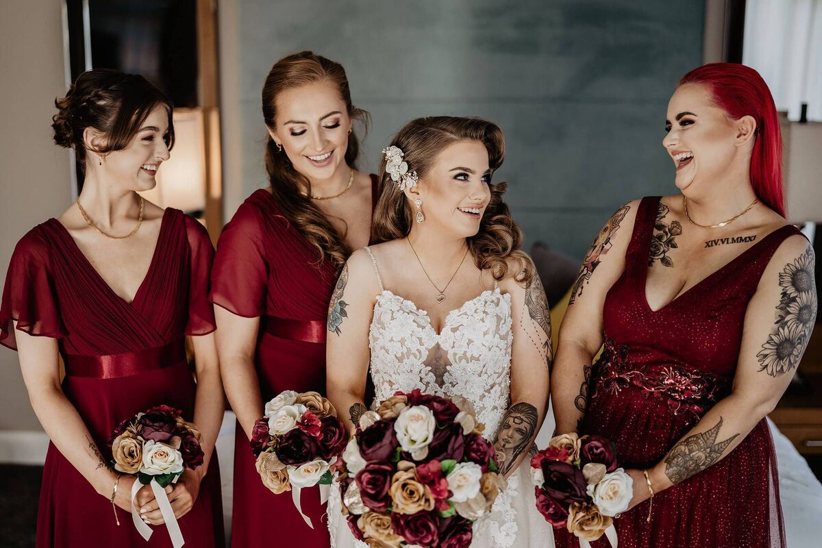 Bride Niamh, with her Maid of honour, Càit Kennedy, and two bridesmaids, Ciara Murphy and Aoife Kearney, the bride’s cousin.