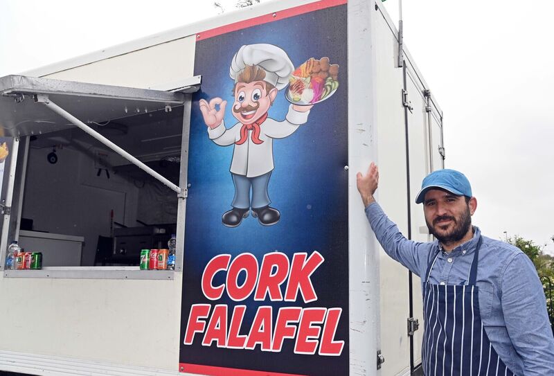 Abdul Al Hasan, chef, at his Cork Falafel truck in Carrigaline. He will be at Fountainstown during the summer, and also hopes to bring his truck to Crosshaven and Passage. Picture: Denis Minihane. Abdul Al Hasan, chef, at his Cork Falafel truck in Carrigaline. He will be at Fountainstown during the summer, and also hopes to bring his truck to Crosshaven and Passage. Picture: Denis Minihane.