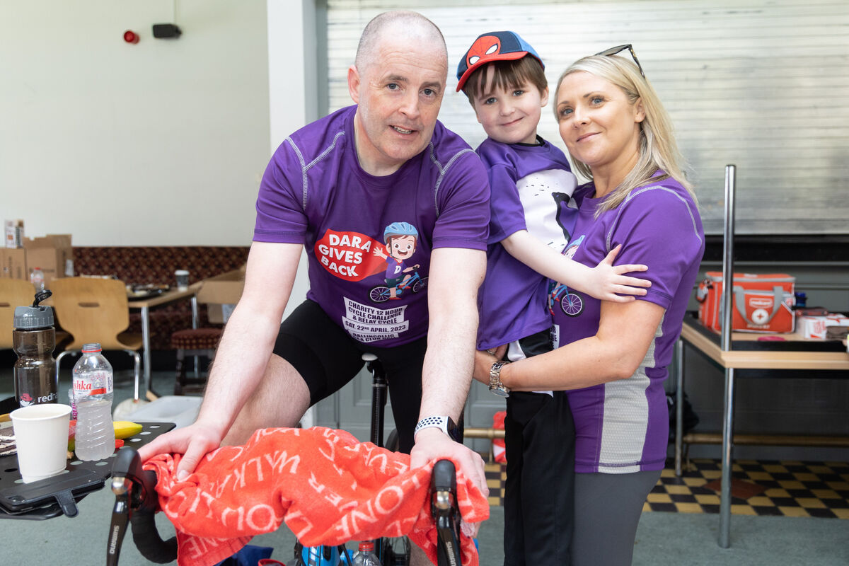 Dara Kelleher with his father Noel and mother Coeurena Kelleher at the ‘Dara gives back - Pedal for the POONS’ fundraising event at Ballincollig GAA Club on Saturday, 22nd April. Photo: Darragh Kane Dara Kelleher with his father Noel and mother Coeurena Kelleher at the ‘Dara gives back - Pedal for the POONS’ fundraising event at Ballincollig GAA Club on Saturday, 22nd April. Photo: Darragh Kane