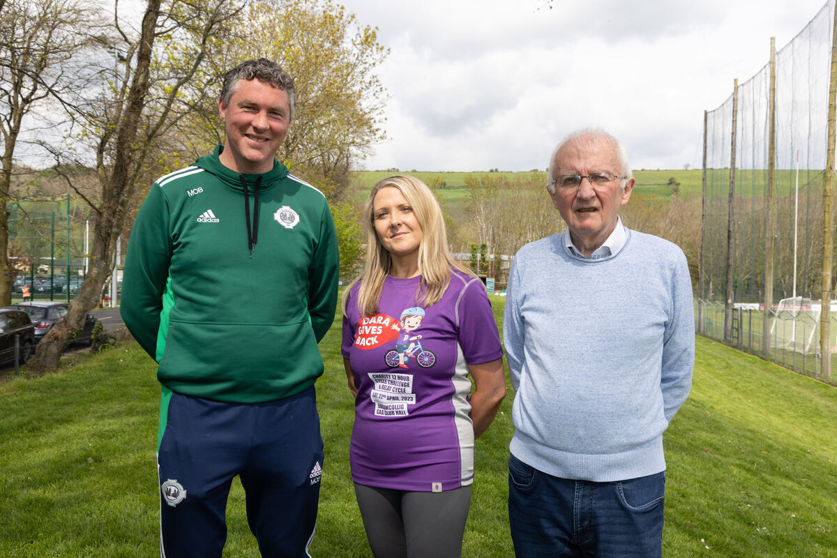 Dara's mother Coeurena Kelleher with Michael O’Brien, Chairman Fundraising Community and Dara Grandad Dominic Twomey at the ‘Dara gives back - Pedal for the POONS’ fundraising event at Ballincollig GAA Club on Saturday, 22nd April. Dara's mother Coeurena Kelleher with Michael O’Brien, Chairman Fundraising Community and Dara Grandad Dominic Twomey at the ‘Dara gives back - Pedal for the POONS’ fundraising event at Ballincollig GAA Club on Saturday, 22nd April.