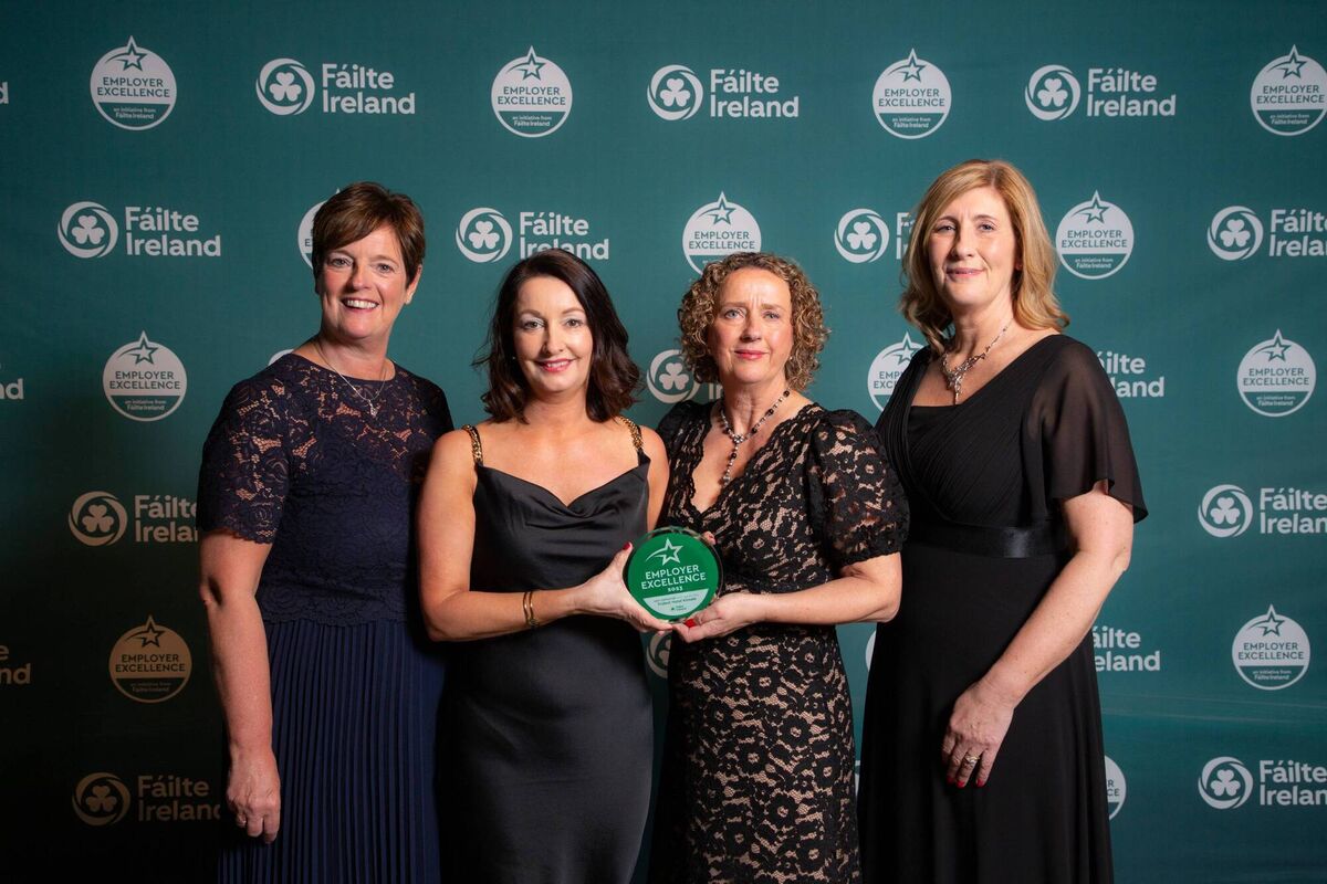 Jenny De Saulles, Fáilte Ireland’s Director of Sector Development; Trish Grey and Eleanor Wrixon, Trident Hotel Kinsale, and Sharon Balmaine, Head of Tourism Careers Fáilte Ireland, at the presentation of the Best Employer - Wild Atlantic Way to the Trident Hotel. Picture: Naoise Culhane Jenny De Saulles, Fáilte Ireland’s Director of Sector Development; Trish Grey and Eleanor Wrixon, Trident Hotel Kinsale, and Sharon Balmaine, Head of Tourism Careers Fáilte Ireland, at the presentation of the Best Employer - Wild Atlantic Way to the Trident Hotel. Picture: Naoise Culhane