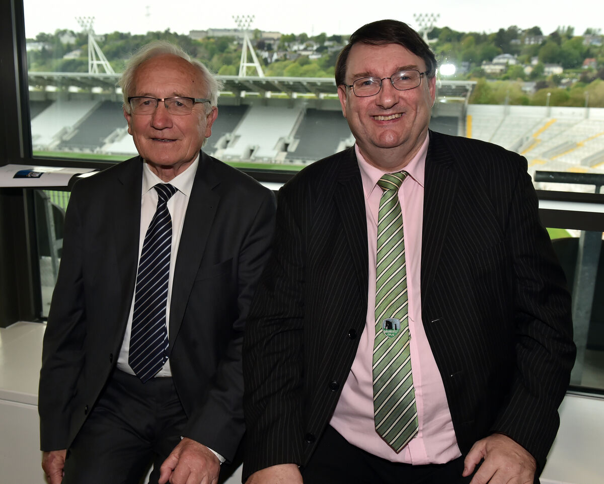 Aubert Twomey and John Feeney at the Frank Murphy Tribute Night at Páirc Uí Chaoimh. Picture: Eddie O'Hare Aubert Twomey and John Feeney at the Frank Murphy Tribute Night at Páirc Uí Chaoimh. Picture: Eddie O'Hare