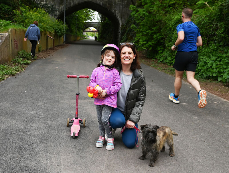 Fiona and Ella Denn with Kerry from Blackrock at the opening of phase one of the Marina to Passage West Greenway.    Picture; Eddie O'Hare