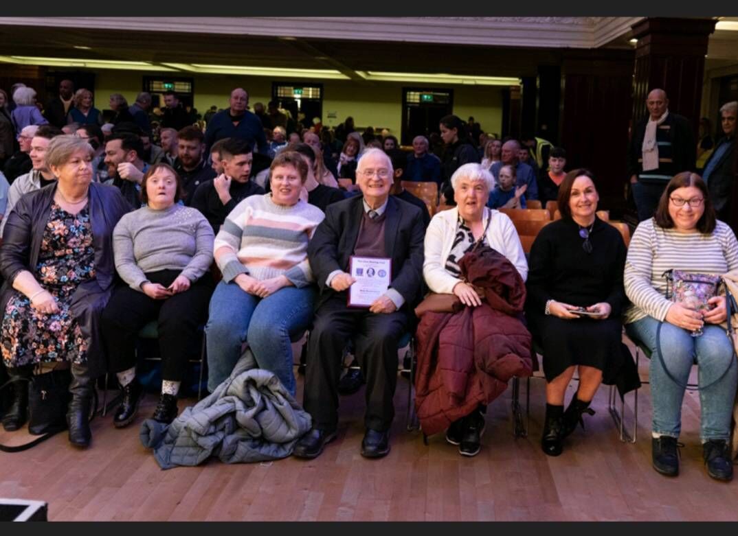 Cork Boxing: Former Lord Mayor Brian Birmingham with members of the Cope Foundation Glasheen at the Glen Boxing Club show in the City Hall. Cork Boxing: Former Lord Mayor Brian Birmingham with members of the Cope Foundation Glasheen at the Glen Boxing Club show in the City Hall.