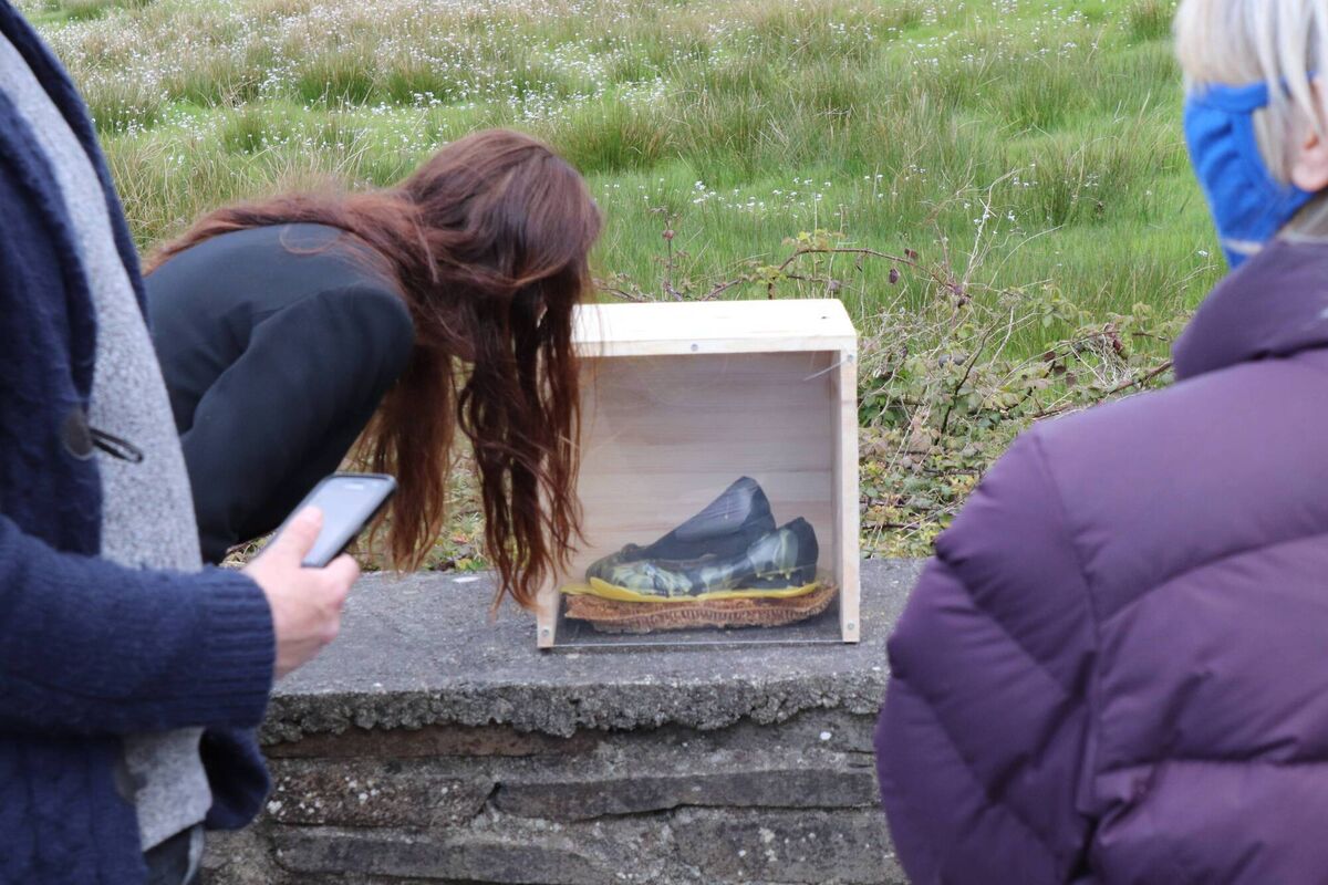 One of Di Curtin's sculptures, as part of her Walk a Mile in Her Shoes. One of Di Curtin's sculptures, as part of her Walk a Mile in Her Shoes.