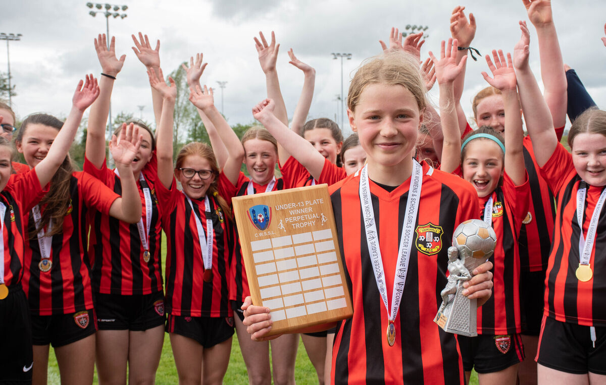 Churchvilla team captain and Plasyer of the Match Isabelle Wenham celebrates her teams victory over Riverstown in the CWSSL U13 Plate final which was played in MTU. Picture: Howard Crowdy