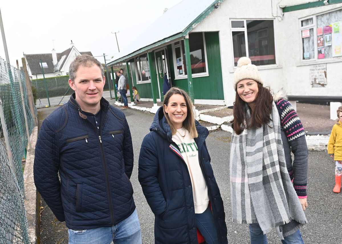 John- Ross Hunt, PR0, with Yvonne Kelly and Hayley Williams Co-chairpersons at The Fountainstown community sports club premises . Picture; Eddie O'Hare