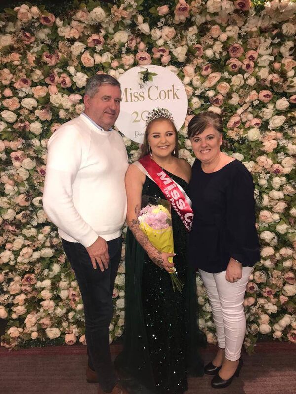 Molly Dennehy O’Mahony, Miss Cork People's Choice, with parents John and Karen.