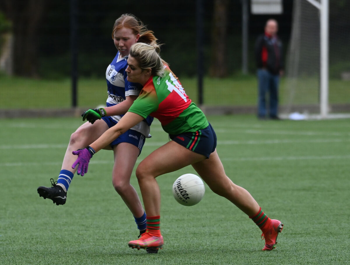 Kinsale's Caoimhe Horgan is tackled by Clonakilty's Kiya O'Mahony during the Cork ladies under 21B final at Páirc Ui Chaoimh. Picture: Eddie O'Hare Kinsale's Caoimhe Horgan is tackled by Clonakilty's Kiya O'Mahony during the Cork ladies under 21B final at Páirc Ui Chaoimh. Picture: Eddie O'Hare