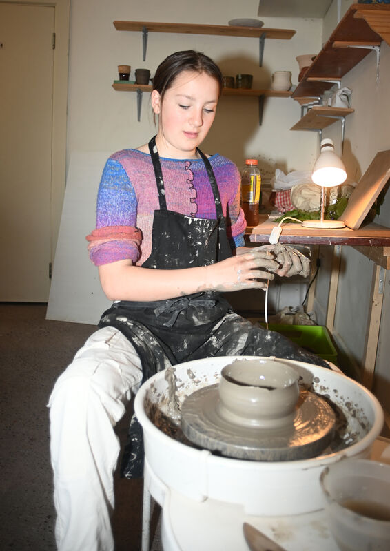 Young potter Doireann Fitzgerald working making bowls at Shandon Art Studio. Picture: Larry Cummins. Young potter Doireann Fitzgerald working making bowls at Shandon Art Studio. Picture: Larry Cummins.