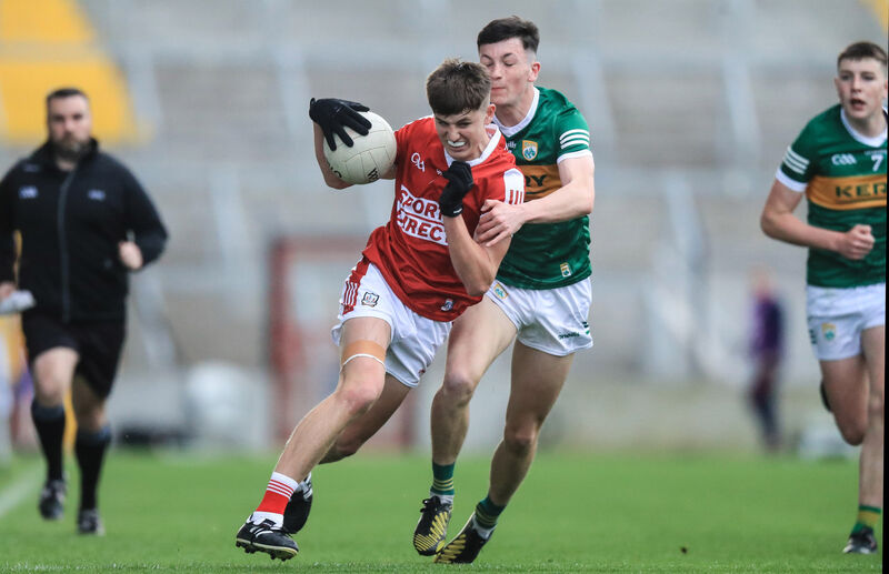 Cork’s Darragh Clifford with Ronan Carroll of Kerry. Picture: INPHO/Evan Treacy