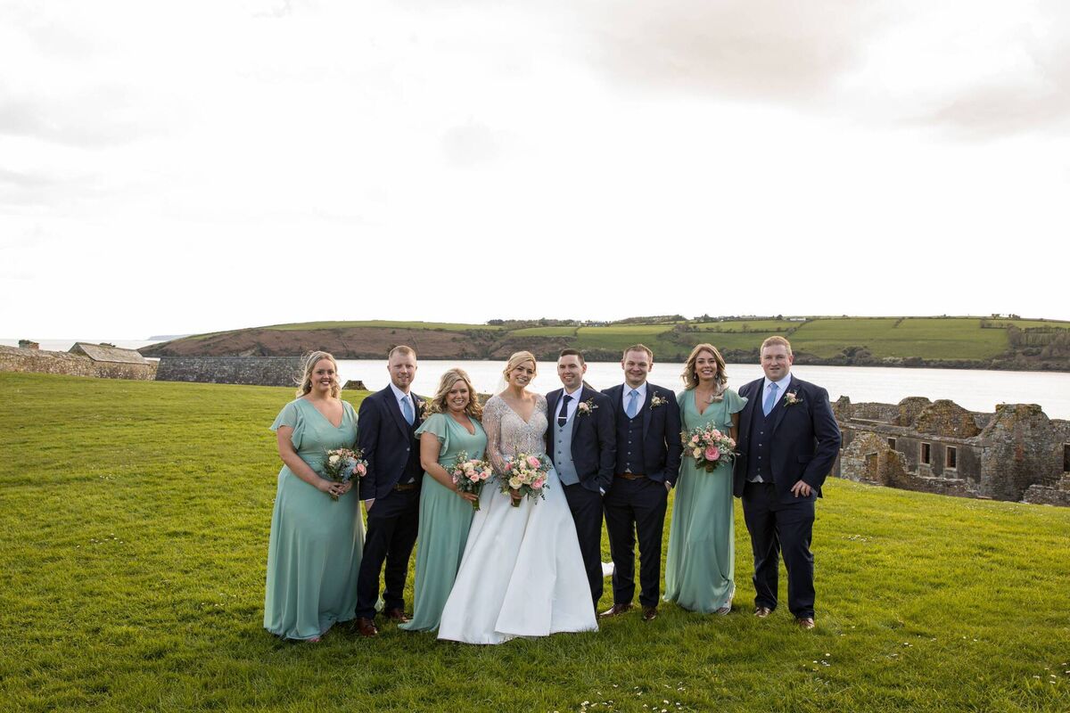The bridal party included Rachel Winfield, Chloe Kingston, Helen Hanley, Richard Bennett, Gary Counihan and Damien Kelly. Page boys were Harry and James and flower girls were Hannah and Fiadh.