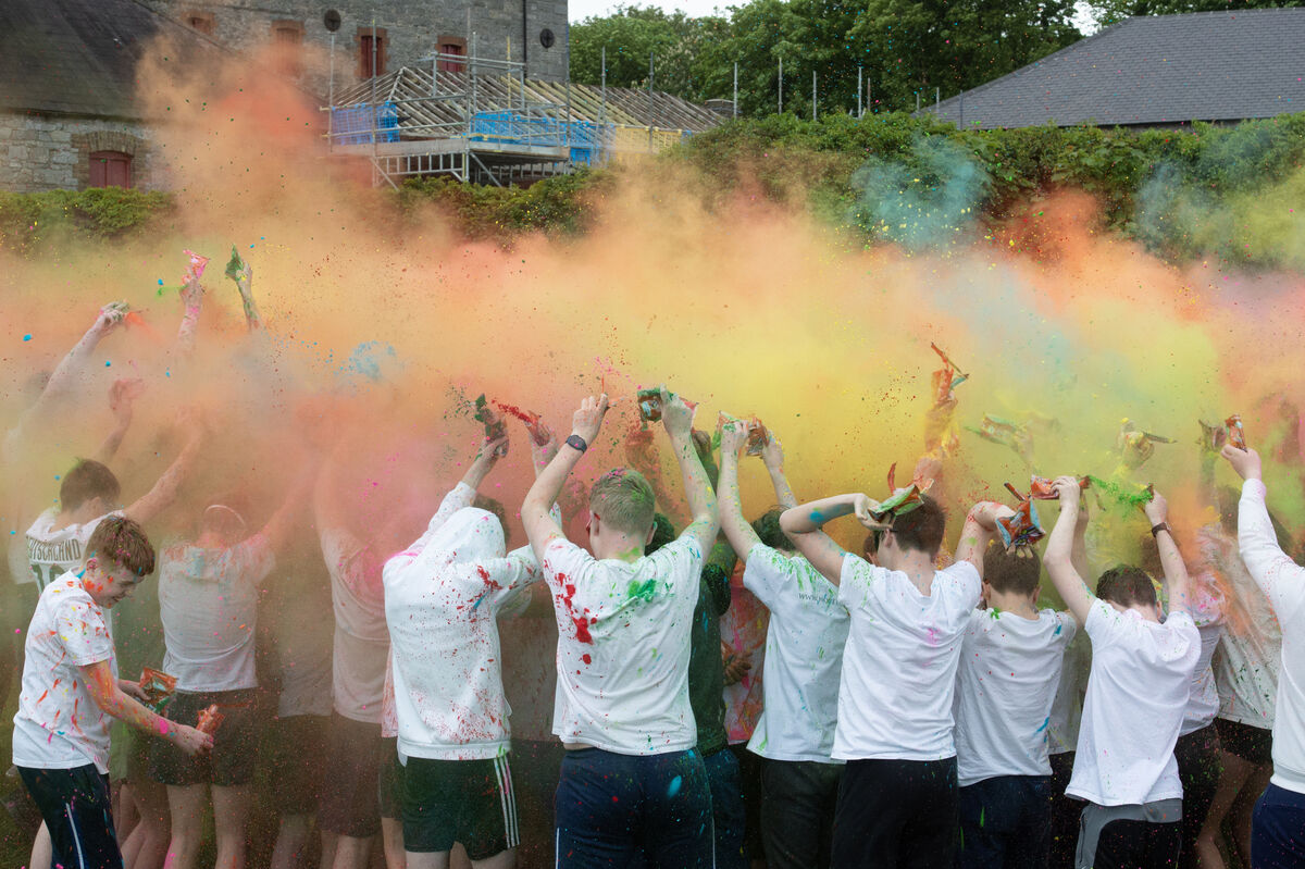  Midleton College pupils during their Holi Fest event recently. Picture: Dan Linehan