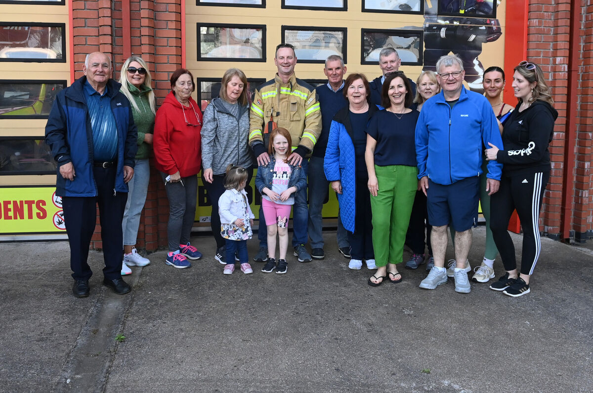 Local firefighter John Donovan with members of his family all steeped in fire fighting at the protest at the closure of Ballincollig fire station. Picture; Eddie O'Hare