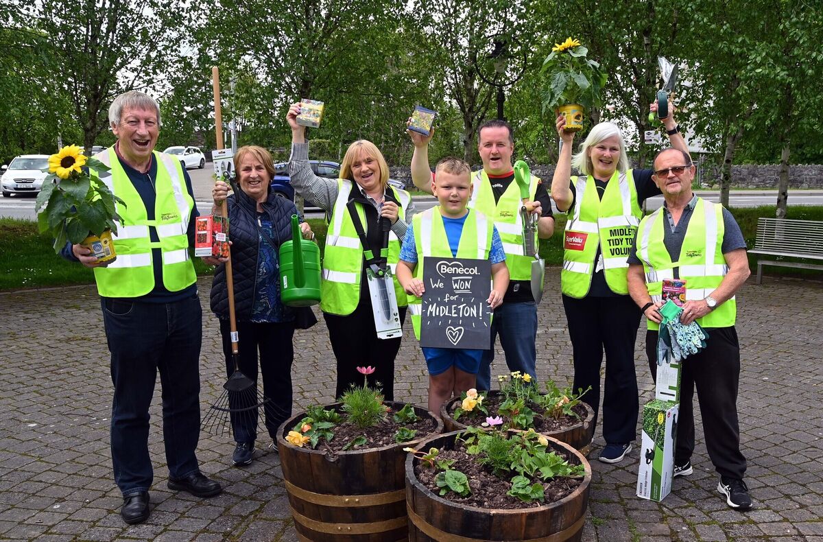 Some of the volunteers with Midleton Tidy Towns Association with gardening equipment which was presented to them by Benecol Ireland, cholesterol lowering brand, in a community awards scheme.