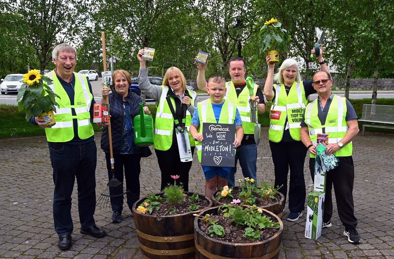 Some of the volunteers with Midleton Tidy Towns Association with gardening equipment which was presented to them by Benecol Ireland, cholesterol lowering brand, in a community awards scheme.