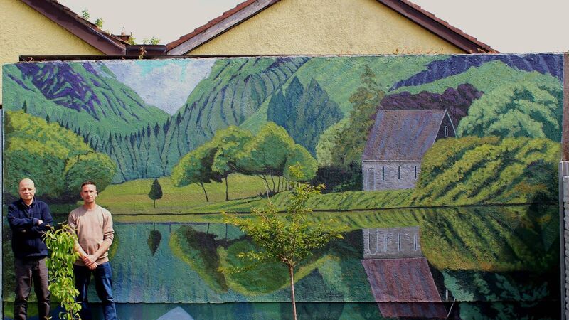 Giant mural of iconic Cork beauty spot painted on garden wall Giant mural of iconic Cork beauty spot painted on garden wall