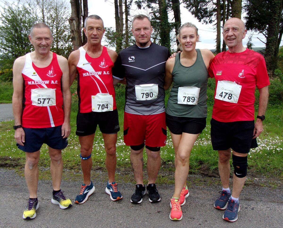 Seamus Kelleher, Sean Powell, Derek O'Flynn, Aoife O'Flynn and James Byrne at the Bweeng 5km. Picture: John Walshe Seamus Kelleher, Sean Powell, Derek O'Flynn, Aoife O'Flynn and James Byrne at the Bweeng 5km. Picture: John Walshe